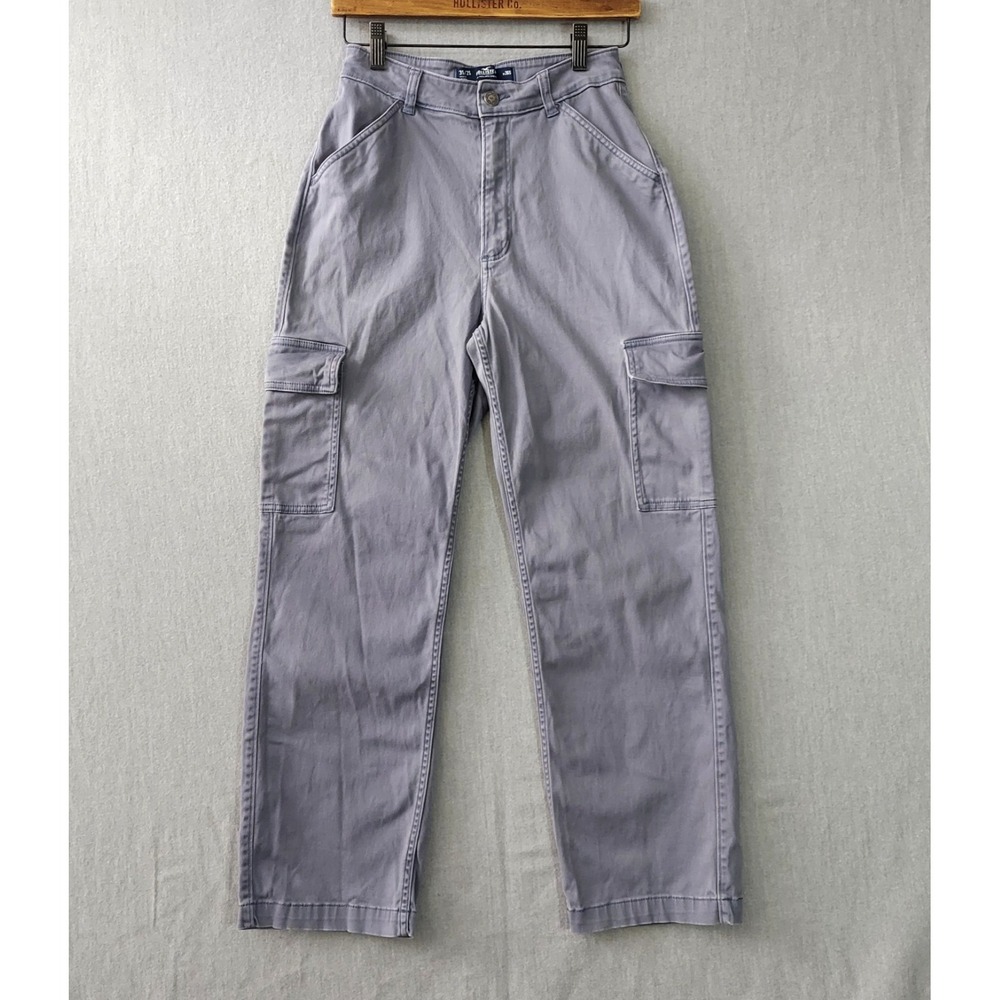 Hollister Women Y2K Gray Utility Cargo Pants High Rise Straight Leg Size 3S / 2S